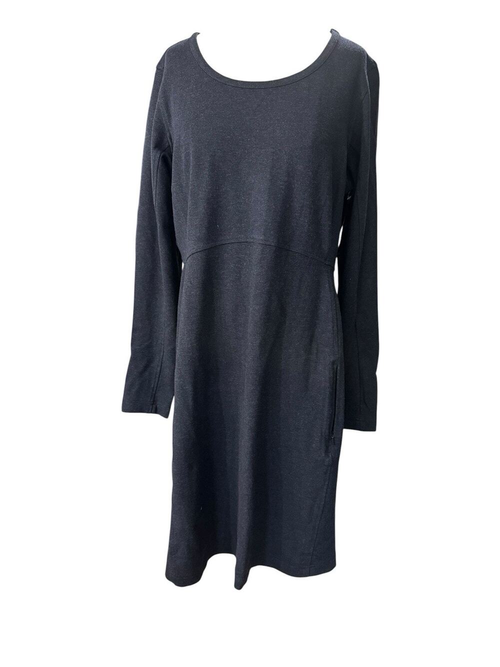 Duluth Trading Wearwithall Ponte Dress M Black Long Sleeve 4-Way Stretch pockets